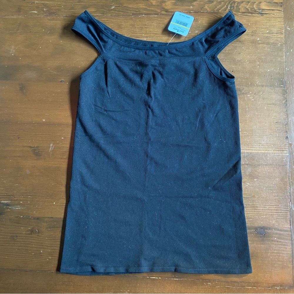 NWT Intimately Free People Black Ribbed Stretch Nylon Layering Top Size M/L